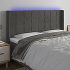 vidaXL Sengegavl LED mörkgrå 163x16x118/128 cm sammet