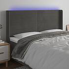 vidaXL Huvudgavel LED mörkgrå 163x16x118/128 cm sammet