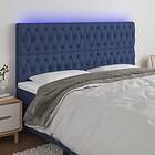 vidaXL Huvudgavel LED blå 200x7x118/128 cm tyg