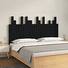 vidaXL Väggmonterad sängynpääty svart 146,5x3x80 cm massiv furu