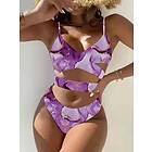 SHEIN Criss Kors Sjal Marmor Sexig Bikini Set Hipsters Multifärgad Spaghetti Rem