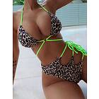 SHEIN Leopard Sexig Bikini Set Knytdetalj Hög Midja Multifärgad Grimma