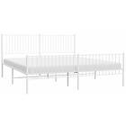 vidaXL Bed Frame med huvudgavel och fotgavel vit metall 193x203 cm