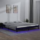 vidaXL Bed Frame LED svart 135x190 cm dubbelsäng massivt trä