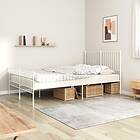 vidaXL Bed Frame med huvudgavel och fotgavel vit metall 135x190 cm