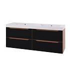 Linn Bad Emma Servantskap, Dobbel 161x46x57 cm, Sort Eik