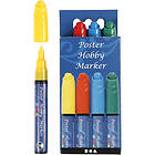 Poster Hobby Marker, spets 3 mm, blå, grön, röd, gul, 4 st./ 1 förp.
