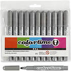 Colortime tuschpennor, spets 5 mm, grå, 12 st./ 1 förp.