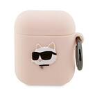 Karl Lagerfeld AirPods 1/2 Skal Silicone Choupette Head 3D Rosa