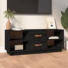 vidaXL TV Cabinet Black 100x34x40 cm Solid Wood Pine