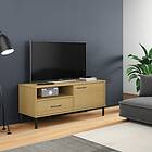 vidaXL TV Cabinet with Metal Legs Brown Solid Wood Pine OSLO 351021