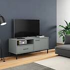 vidaXL TV Cabinet with Metal Legs Grey Solid Wood Pine OSLO 351022