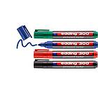 Edding Märkpenna Permanent 300, 1,5 3 mm, svart, röd, blå och grön