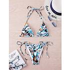 SHEIN Sexig Bikini Set Knytdetalj Stringtrosor Multifärgad Grimma