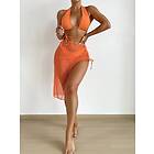 SHEIN Tankini Sexig High Cut Orange Slätt Grimma Knut