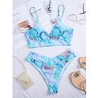 SHEIN Marmor Boho Bikini Set High Cut Multifärgad Spaghetti Rem