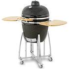 Warmlite Tower T978532 Kamado XLCeramic Charcoal BBQ Collapsible Wooden Shelves Black