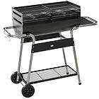 Outsunny Charcoal BBQ Grill with Double Grill, Table, Shelf and Wheels