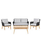 Beliani 4 Seater Acacia Wood Garden Sofa Set Grey MERANO II