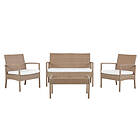 Beliani 4 Seater Rattan Garden Sofa Set Light Brown MARSALA