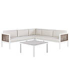 Beliani 4 Seater Aluminium Garden Corner Sofa Set White and Brown BORELLO