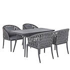 Beliani 4 Seater Metal Garden Dining Set Grey LIPARI