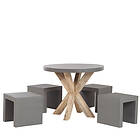 Beliani 4 Seater Concrete Garden Dining Set Round Table Grey OLBIA