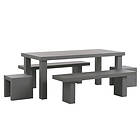 Beliani 6 Seater Concrete Garden Dining Set Benches and Stools Grey TARANTO