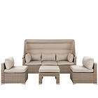 Beliani 5 Seater Rattan Garden Lounge Set Beige COCCOLIA