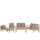 Beliani 7 Seater Certified Acacia Wood Garden Lounge Set Grey PATAJA