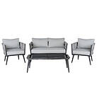 Beliani 4 Seater Rattan Garden Sofa Set Grey PREVEZA