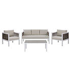 Beliani 5 Seater Garden Sofa Set White and Brown BORELLO