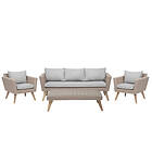 Beliani 5 Seater Rattan Garden Sofa Set Grey VITTORIA XL