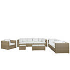 Beliani 8 Seater Rattan Garden Lounge Set Light Brown MAESTRO II