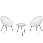 Beliani Rattan Bistro Set White ACAPULCO II