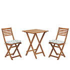 Beliani Acacia Wood Garden Bistro Set with Mint Green Cushions FIJI