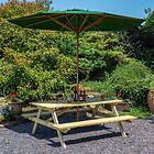 Rowlinson 5ft Picnic Table w/ 2.7m Green Parasol