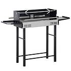 Outsunny Charcoal Spit Roasting Machine With 3-tier Grill Grate & Foldable Shelves Black