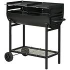 Outsunny Trolley Charcoal BBQ with Wheels Black