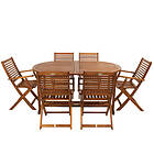 Charles Bentley FSC Acacia Hardwood Furniture Set with Extendable Table & 6 Chairs Brown