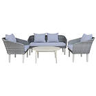 Charles Bentley Mixed Material Wicker Madrid Lounge Set Sofa Chairs Coffee Table Grey FSC Acacia Wood Hardwood Contemporary Seating Area