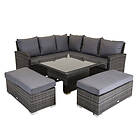 Charles Bentley Rattan Corner Lounge Set with Table Grey