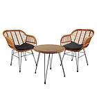 Charles Bentley Rattan Steel Frame 2 Seater Garden Outdoor Patio Bistro Set In N