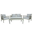 Charles Bentley FSC Acacia White Washed 4 Piece Sofa Garden Outdoor Patio Lounge