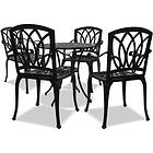 Centurion Supports POSITANO Luxurious Garden & Patio Table 4 Large Chairs with Armrests Cast Aluminium Bistro Set Black