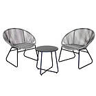 Charles Bentley Zanzibar Tea for Two Bistro Set Grey Cafe Style 2 Chairs and Tab
