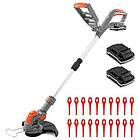 Terratek Cordless Grass Strimmer 20V 1HR Fast Charge Grass Trimmer with 30X Blades, 2X Batteries and Charger Included.