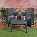 LIVING URBN 3pc Outdoor Garden Furniture Cushioned Black Table Chair Set