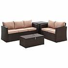 homedetail.co.uk 4 Piece Outdoor Sofa Rattan Set with Ottoman Tables, Brown
