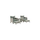 Home Detail Grey Rattan Furniture Set Outdoor Patio Lounge Chair Duo with Pull O